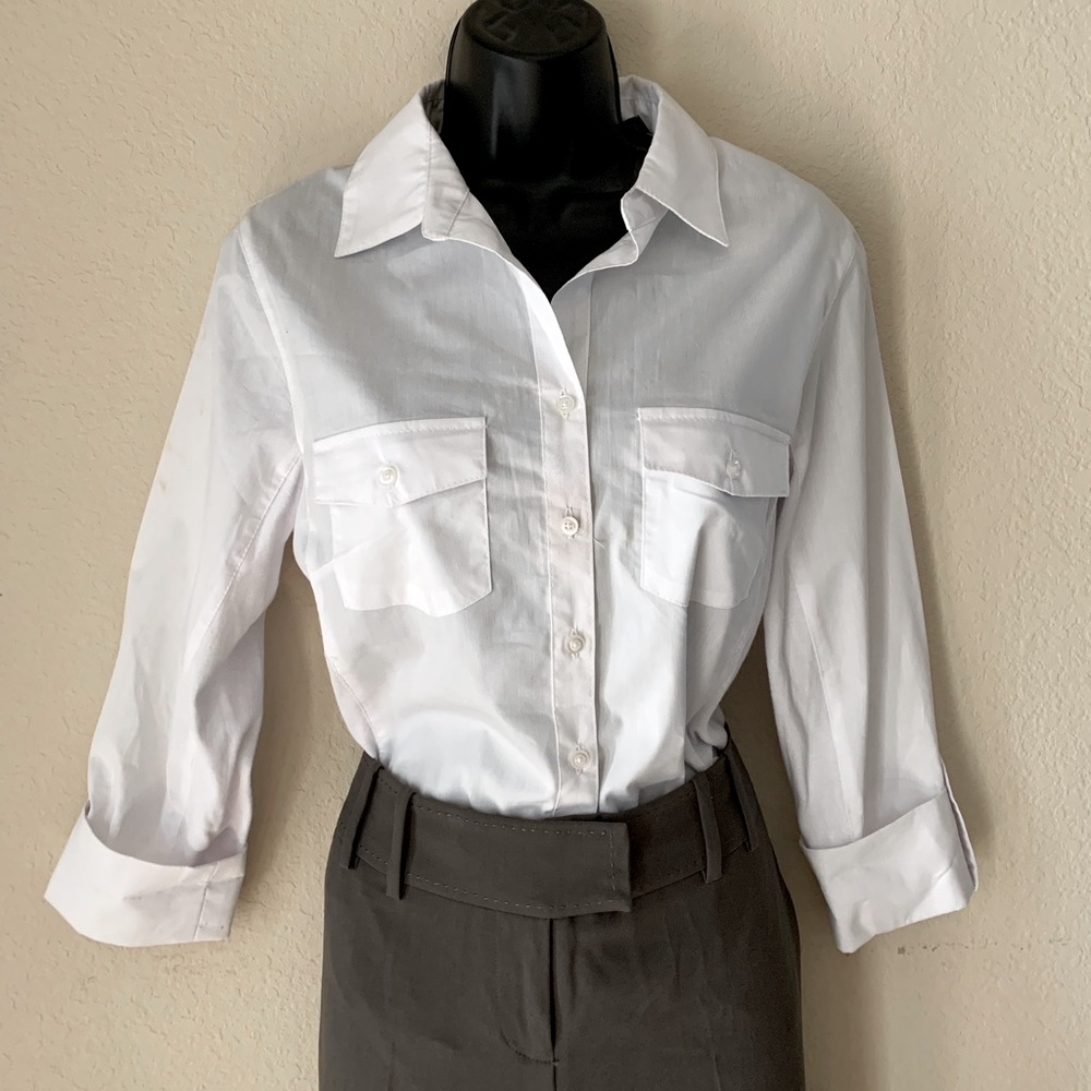 NWT Ladies White Collared Blouse Fitted Look